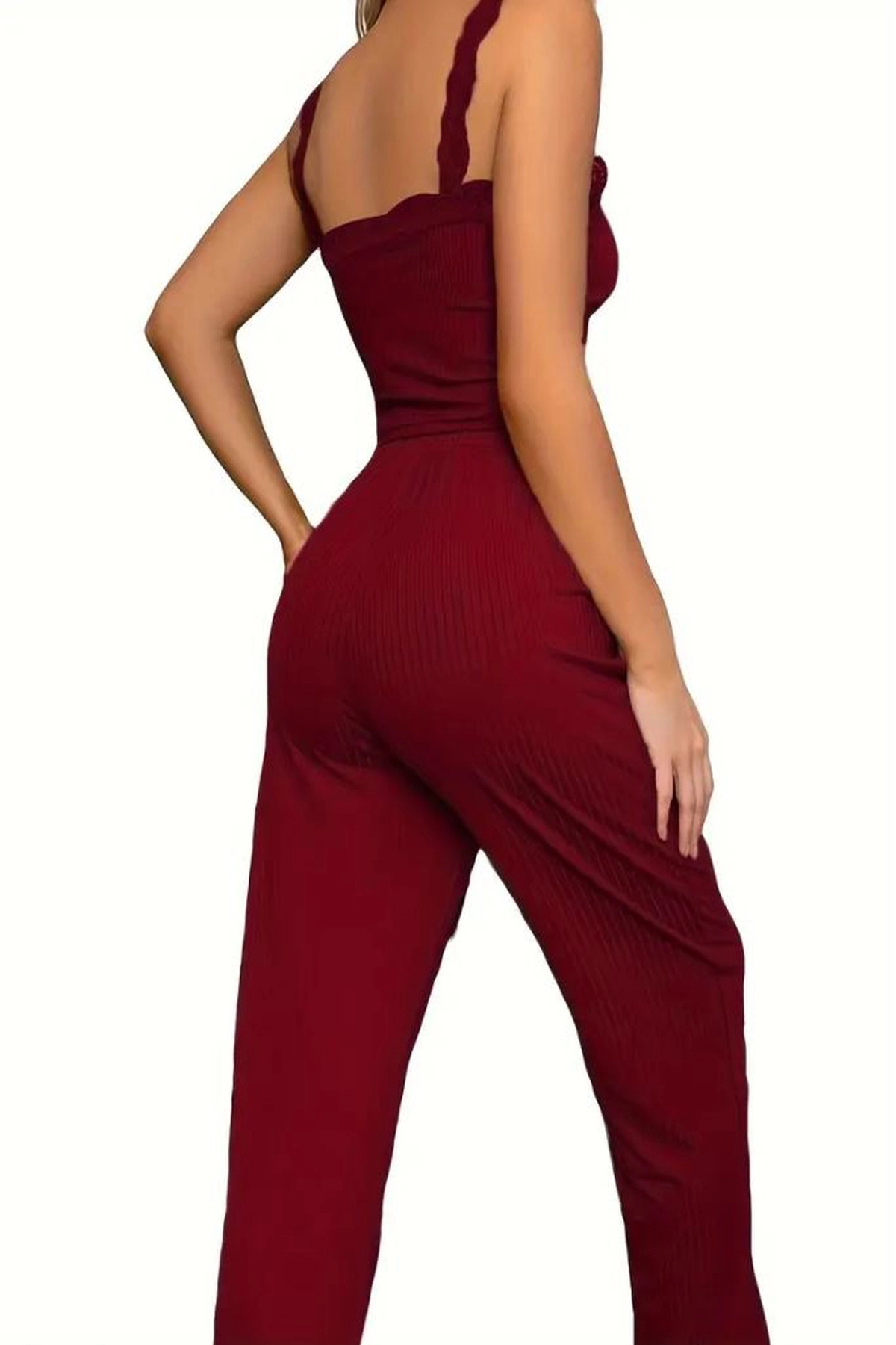 Dantelli Pamuklu Kaşkorse  Crop ve Pantolon Takımı Premium Pijama Takımı
