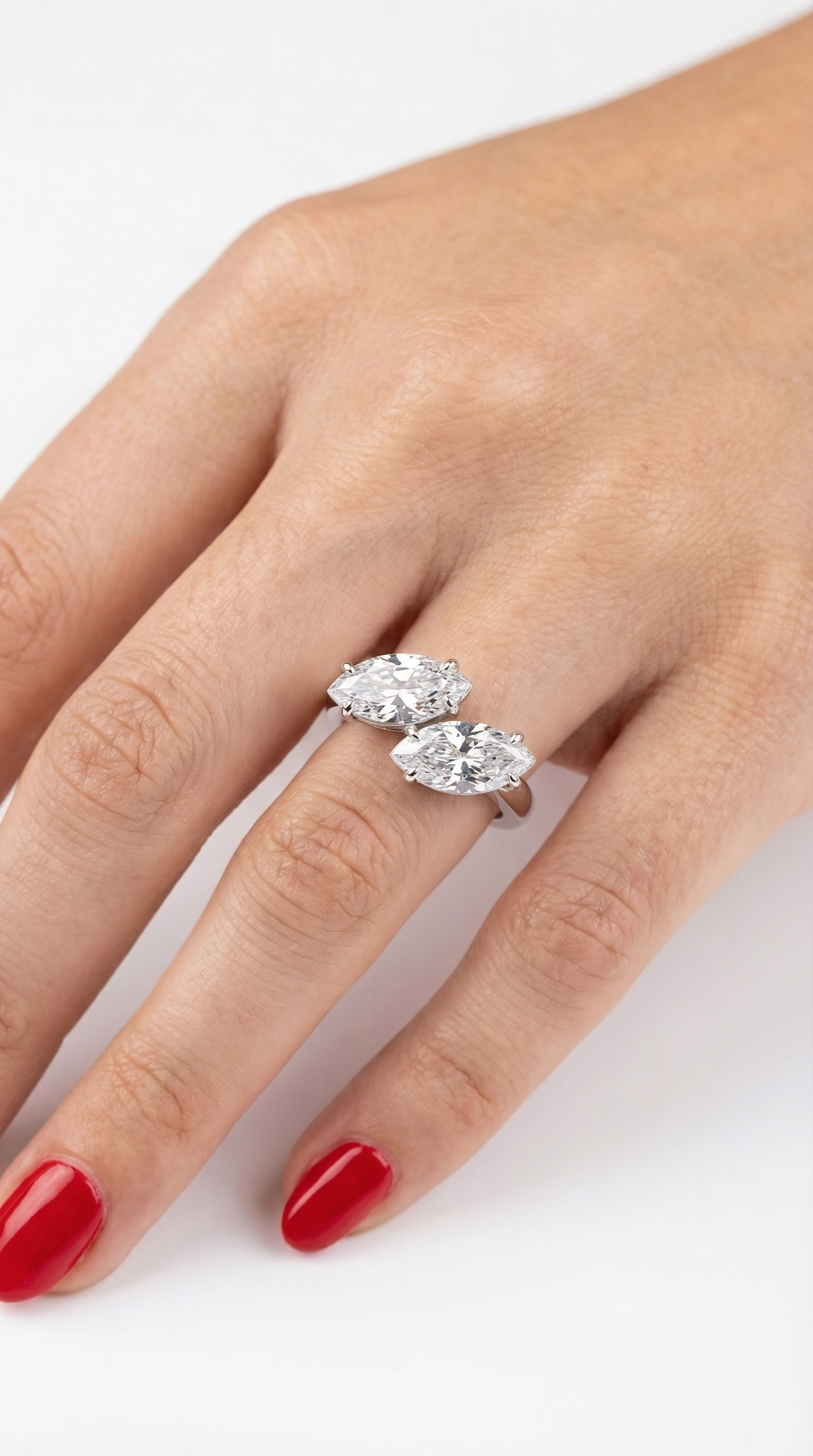 Twin Marquise Zirkon Xuping Yüzük – Çift Taşlı Ayarlanabilir Kararmaz Yüzük
