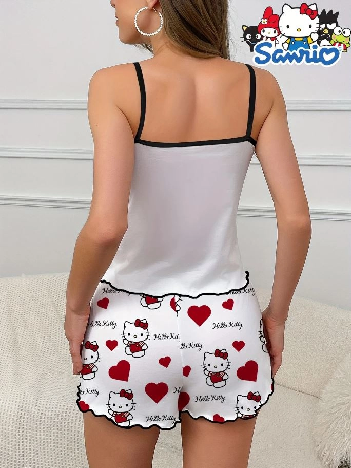 Hello Kitty Baskılı Askılı Şortlu Pijama Takımı