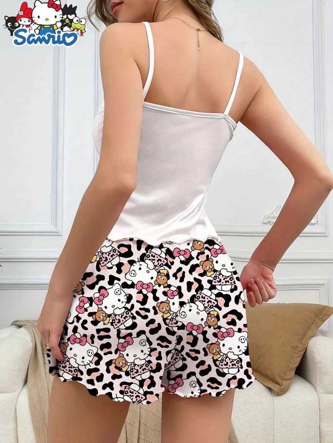Hello Kitty Baskılı Askılı Şortlu Pijama Takımı